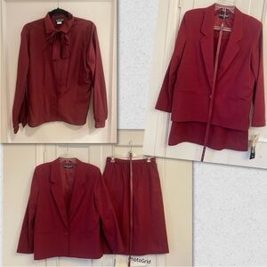 Burgundy 4 piece skirt suit